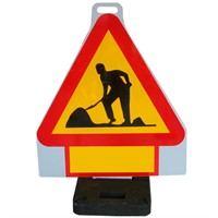 B6 N3 Plastskylt med handtag, Väjningsplikt mot mötande trafik