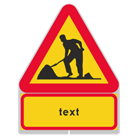 A20+TT S3F Vägmärke, plast, Vägarbete + T-tavla enl. spec. (Stor)