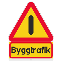 Vägmärke A40+TT N3, plast, Annan fara + "Byggtrafik"
