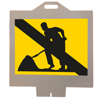 Vägmärke A21, N3 plastskylt med handtag, Vägarbete upphör