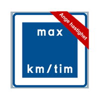 E11 N3 Vägmärke plast 600x600 Rek.lägre hastighet. Ange hastighet