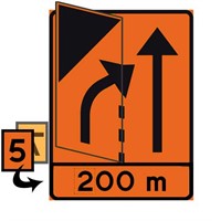 F25+TT N3F Körfält upphör, plast, vändbar pil & siffra, 800x1200