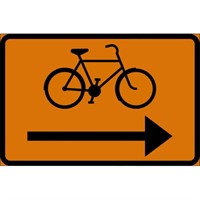 Vägmärke J2 orange 3F S8 Högerpil 600x400 plast