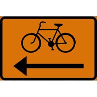 Vägmärke J2 orange 3F S8 Vänsterpil 600x400 plast