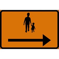 Vägmärke J2 orange 3F S10 Högerpil 600x400mm plast