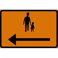 Vägmärke J2 orange 3F S10 Vänsterpil 600x400mm plast