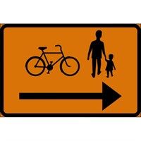 Vägmärke J2 orange 3F S8+S10 Högerpil 600x400mm plast