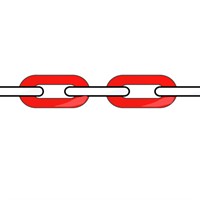 Plastkätting röd/vit, länk: Ø9/7mm, 55x32mm