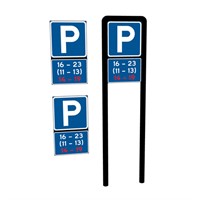 Skyltbåge "rak" 400mm med 2-sid Vägmärke U3 + T-tavla 400x300mm