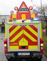 Takskylt FIP, Olycka, 2-sidig, med handkontroll