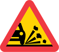 Vägmärke A11, N3 plast, Stenskott