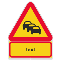 A34+TT N3 Vägmärke, plast, varning för kö+ T-tavla enl. spec.