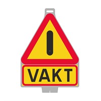 Vägmärke A40+t-tavla VAKT, N3F plastskylt med handtag
