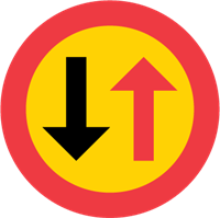 B6 Väjningsplikt mot mötande trafik,  N3, plast