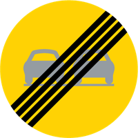 C28 N3  Vägmärke plast  Slut på förbud omkörning