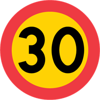 C31-3 N3 Vägmärke plast 30 km