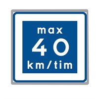 E11 N3 40km Vägmärke plast 600x600 Rek.lägre hastighet.