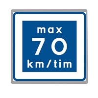 E11 N3 70km Vägmärke plast 600x600 Rek.lägre hastighet.