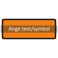 Vägmärke J2 orange 3F "ange text/symbol" 770x300 plast