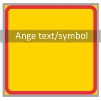 T-tavla 3 gul/röd "ange text/symbol" 400x400 plast