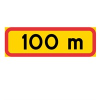 T-tavla 3F gul/röd "100m" 770x295 plast