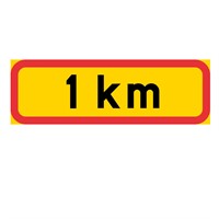 T-tavla 3F gul/röd "1km" 770x295 plast