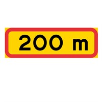 T-tavla 3F gul/röd "200m" 770x295 plast