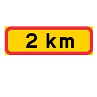 T-tavla 3F gul/röd "2km" 770x295 plast