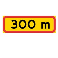 T-tavla 3F gul/röd "300m" 770x295 plast